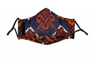 Kids Red and Blue African Print Fashion Face Cover with Adjustable Nose Bridge