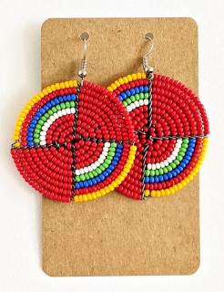 African Bead Earrings Round