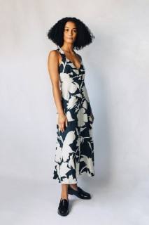 Black and Parchment Floral Slip